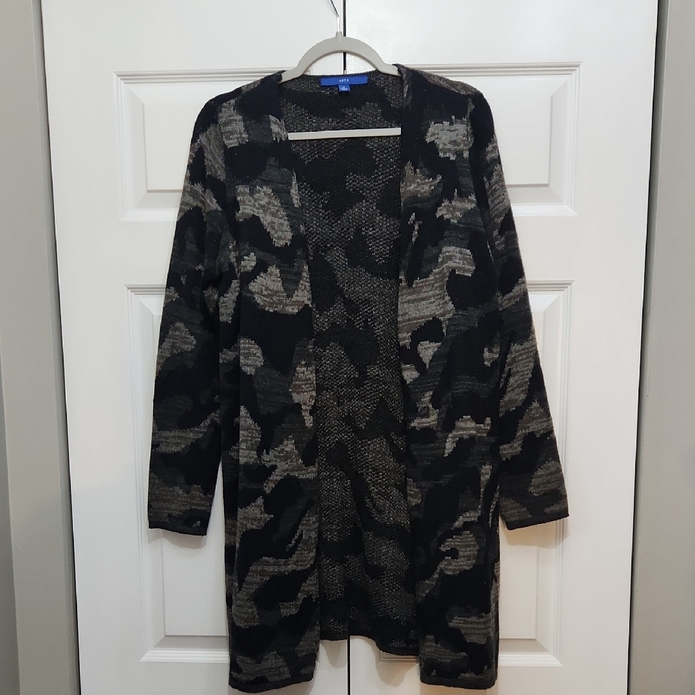 Camouflage Open Front Cardigan